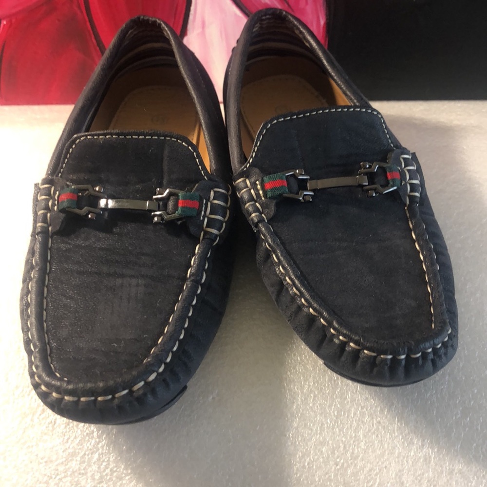 Lil Fellas  Blue slip on shoes youth  -size-13.